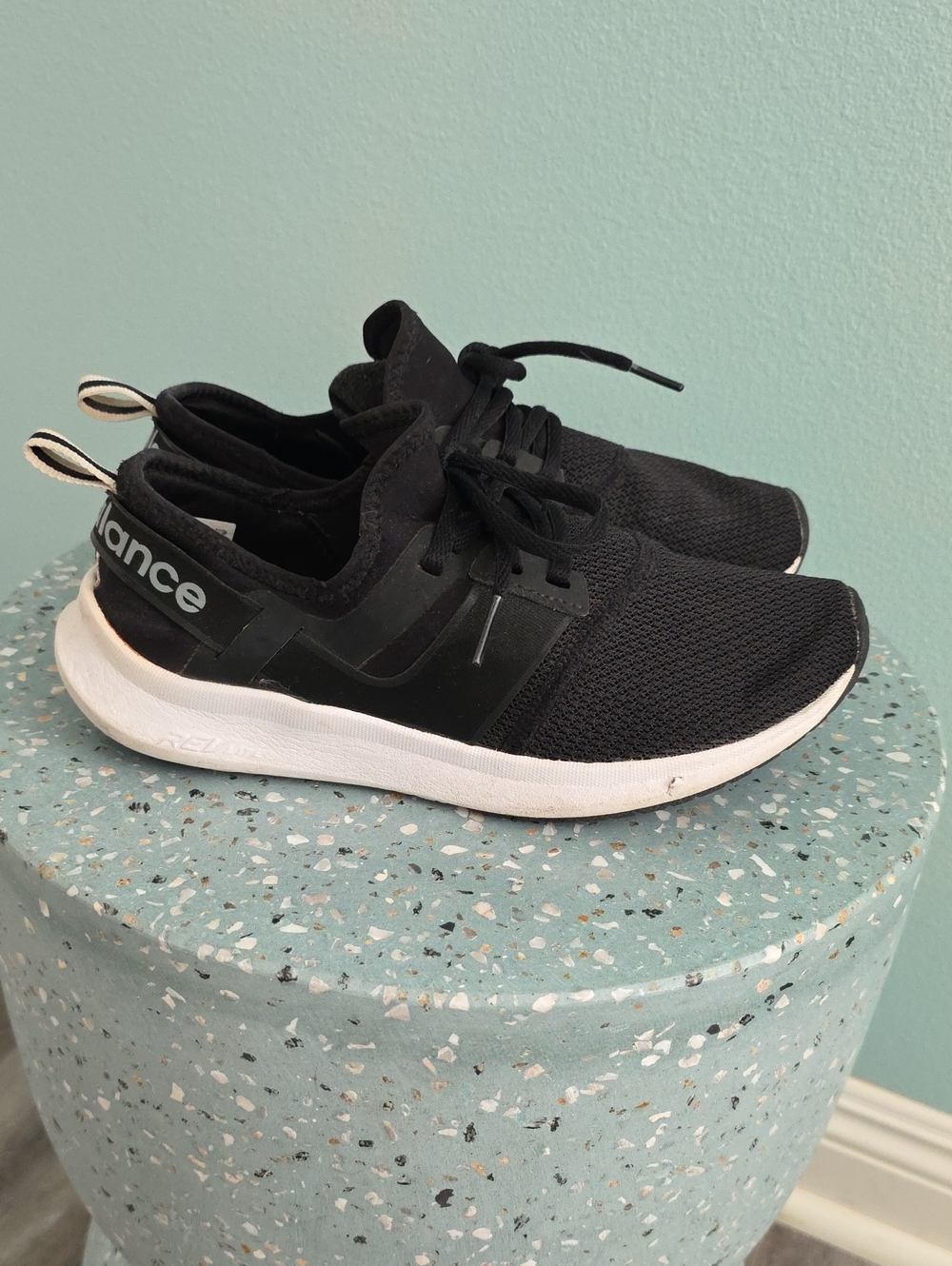New Balance FuelCore Nergize Black and White Knit Sneakers